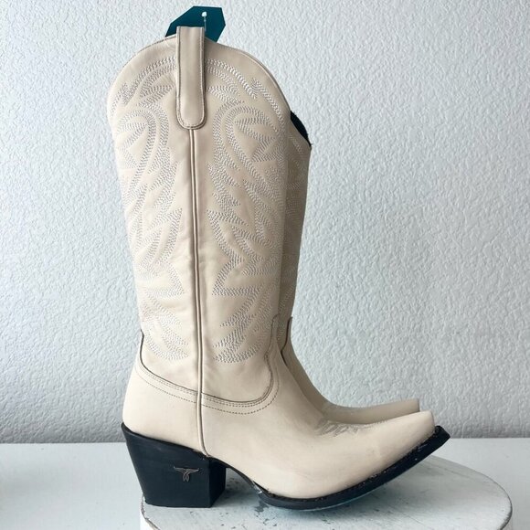 Lane SMOKESHOW Womens Cowboy Boots 9 Pale Ivory Leather Western Cowgirl Tall - Picture 2 of 12